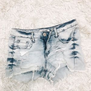 Acid Wash Ripped Jean Shorts